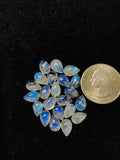 Moonstone 6X9 MM Pear Cabochon , Pack of 6 Pc. Good Quality Cabochons , origin India . AAA Good Quality cabs,