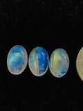 9x13 mm Moonstone Oval Cabochon Pack of 3 Pcs Code #MM15 AAAA Quality -Rainbow Moonstone Cabochon-Natural Untreated