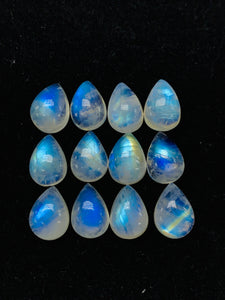 10x14 mm Moonstone Pear Cabochon Pack of 2 Pcs Code #MM9 AAA+ Quality -Rainbow Moonstone Cabochon-Natural Untreated