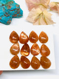 Sunstone Cabochon 12x16 mm - Sunstone Pear Cabochon Natural Sunstone Cabs AAA Quality cabs ( Pack of 2 pc )