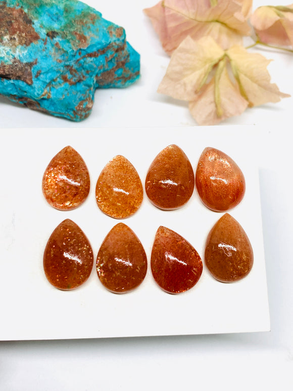 Sunstone Cabochon 13x18 mm Code #SN6 Sunstone Pear Cabochon Natural Sunstone Cabs AAA Quality cabs ( Pack of 8 pc )