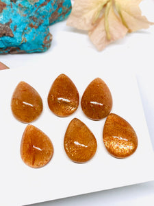 Sunstone Cabochon 13x18 mm Code #SN7 Sunstone Pear Cabochon Natural Sunstone Cabs AAA Quality cabs ( Pack of 6 pc )