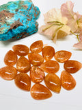 Sunstone Cabochon 13x18 mm Code #SN9 Sunstone Pear Cabochon Natural Sunstone Cabs AAA Quality cabs ( Pack of 2 pc )