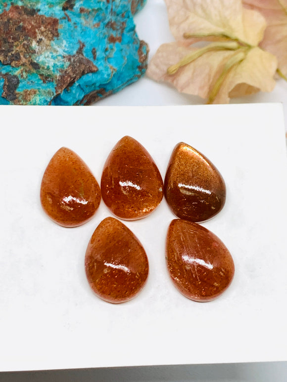 Sunstone Cabochon 13x18 mm Code #SN10 Sunstone Pear Cabochon Natural Sunstone Cabs AAA Quality cabs ( Pack of 5 pc )