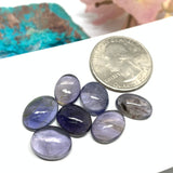 7 Pcs Iolite Cabochon 9-10 x 12-13 mm size (Code #i73A) - A Quality- Iolite Oval Cabochon- Natural Iolite Cabs( Pack of 7 Piece)