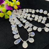 Moonstone Faceted 8X11MM Drops, Rainbow Briolettes, Faceted Drop shape. gemstone drops. length 8 Inch , Video Available.