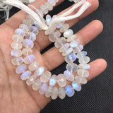 Moonstone faceted 9-11MM Rondelles , Length 14''Top Quality . Natural Moonstone beads . Top Quality,Transparent with Blue Flash ,Mine -India