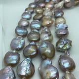 Pink Pearl Flat Baroque 22-24 MM,AAA Quality -Natural Pearl baroque , length 16" - Pink  Freshwater cultured pearl .