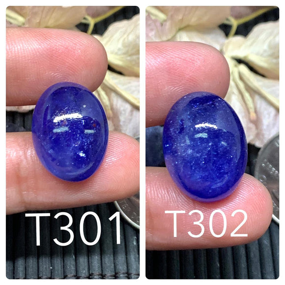 Tanzanite Oval Cabochon Code 25x20 mm Size #T301-T302  - AAA Quality Natural Tanzanite Cabochon-Tanzanite Loose Stone