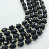 Black Tourmaline Faceted Barrel Beads  7x8 mm size 39 cm Strand AAA Quality - Black Tourmaline Faceted Nugget Beads