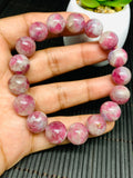 Pink Tourmaline Bracelet 12 mm Code #T11 Weight 45 gm- AA Quality  Natural Tourmaline Length 7.5" - Tourmaline Beaded Bracelet