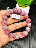 Pink Tourmaline Bracelet 12 mm Code #T12 Weight 45.3 gm- AA Quality  Natural Tourmaline Length 7.5" - Tourmaline Beaded Bracelet