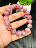 Pink Tourmaline Bracelet 12 mm Code #T12 Weight 45.3 gm- AA Quality  Natural Tourmaline Length 7.5" - Tourmaline Beaded Bracelet