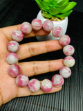 Pink Tourmaline Bracelet 14 mm Code #T13 Weight 66.8 gm- AA Quality  Natural Tourmaline Length 7.5" - Tourmaline Beaded Bracelet