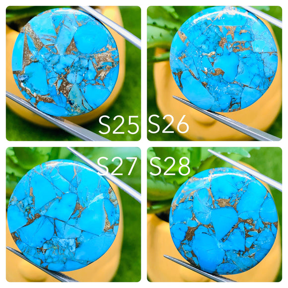 Sky Copper Turquoise Cabochon -Code #S25-S28- Natural gemstone cabochon- Natural Turquoise Cabs- Turquoise loose stones