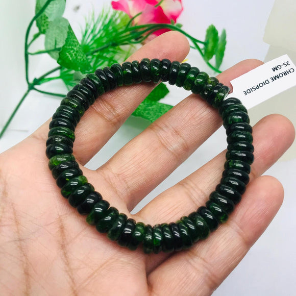 Chrome Diopside 8MM Bracelet Code #C5 - Chrome Roundel Bracelet- Very good quality Stretch Bracelet -25 GM, Country of origin Russia