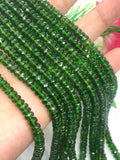 Chrome Diopside 6mm half strand faceted  Roundel ,AAA grade, length 8 Inch country of origin Russia, Machine cut