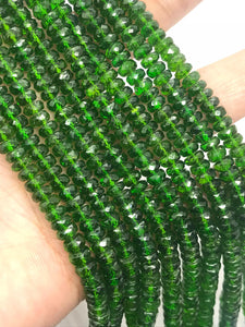 Chrome Diopside 6mm half strand faceted  Roundel ,AAA grade, length 8 Inch country of origin Russia, Machine cut