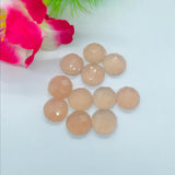 10mm Pink Chalcedony Faceted Round Chequer Board cut stone , Pack of 4 Pcs.