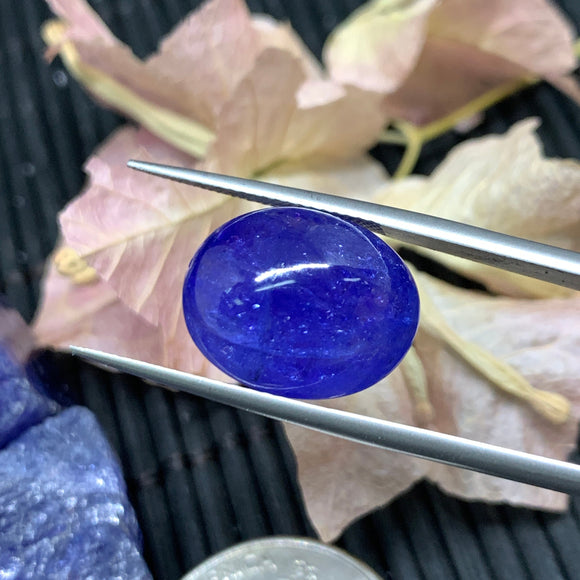 13x16 mm Tanzanite Oval Cabochon Code #T287 - Weight 14.80 cts approx. AAA Quality Natural Tanzanite Cabochon-Tanzanite Loose Stone