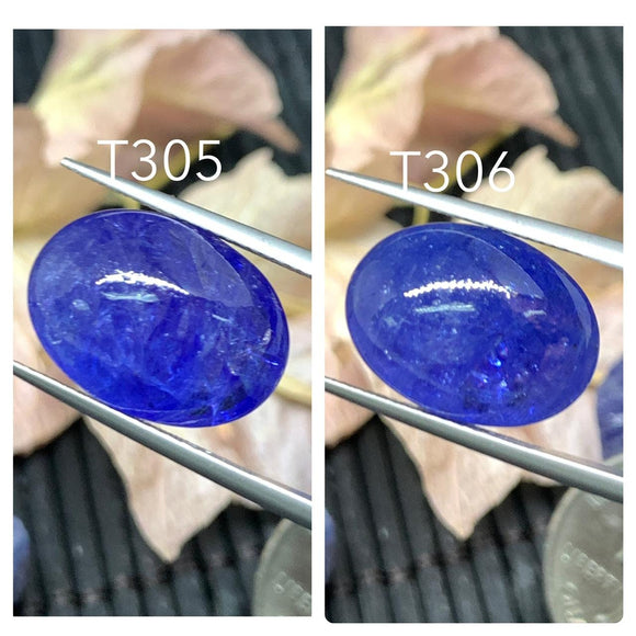 Tanzanite Oval Cabochon 17x12 mm size Code #T305- T306 Weight 13.5 cts /pc AAA Quality Natural Tanzanite Cabs- Tanzanite Loose Stone