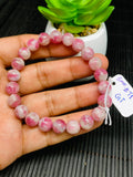 Pink Tourmaline Bracelet 8 mm Code #T1 Weight 20.6 gm- AA Quality  Natural Tourmaline Length 7.5" - Tourmaline Beaded Bracelet