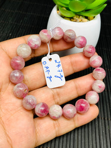 Pink Tourmaline Bracelet 10-10.5 mm Code #T9 Weight 29.7 gm- AA Quality  Natural Tourmaline Length 7.5" - Tourmaline Beaded Bracelet