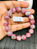 Pink Tourmaline Bracelet 12 mm Code #T11 Weight 45 gm- AA Quality  Natural Tourmaline Length 7.5" - Tourmaline Beaded Bracelet