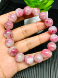 Pink Tourmaline Bracelet 12 mm Code #T12 Weight 45.3 gm- AA Quality  Natural Tourmaline Length 7.5" - Tourmaline Beaded Bracelet