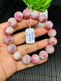 Pink Tourmaline Bracelet 14 mm Code #T13 Weight 66.8 gm- AA Quality  Natural Tourmaline Length 7.5" - Tourmaline Beaded Bracelet