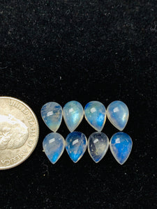 7x10 mm Moonstone Pear Cabochon Pack of 6 Pcs Code #MM12 AAAA Quality -Rainbow Moonstone Cabochon-Natural Untreated