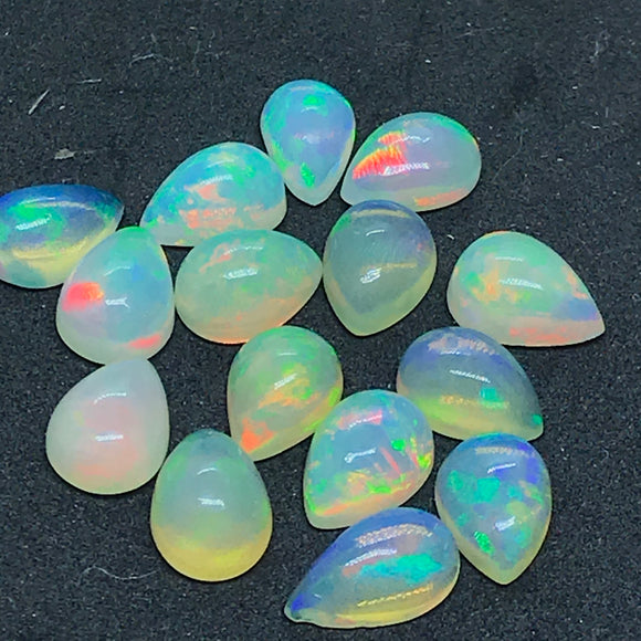 Ethiopian Opal Pear 7X5mm  size Cabs Pack of 4 Pieces -Code EO#11- AAA Quality (AAA Grade) Opal Cabochon - Ethiopian Opal Pear Cabochon