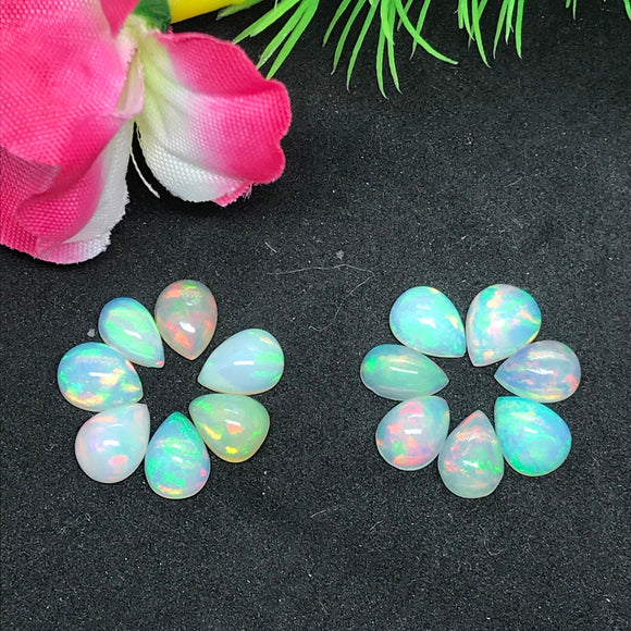 Ethiopian Opal Pear 9X6mm  size Cabs Pack of 2 Pieces -Code EO#8- AAA Quality (AAA Grade) Opal Cabochon - Ethiopian Opal Pear Cabochon