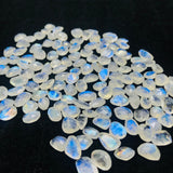 Moonstone Rose Cut size 8-9X10-11MM Code #1-(Pack of 6 Pieces)- Moonstone Faceted Polki Blue Flash Natural Moonstone Cabochon -Origin India