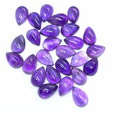 Amethyst Pear 7X10MM Cabs , Pack of 6 Pcs- African Amethyst Cabs , Loose stone , Gemstone cabochon. Purple Amethyst