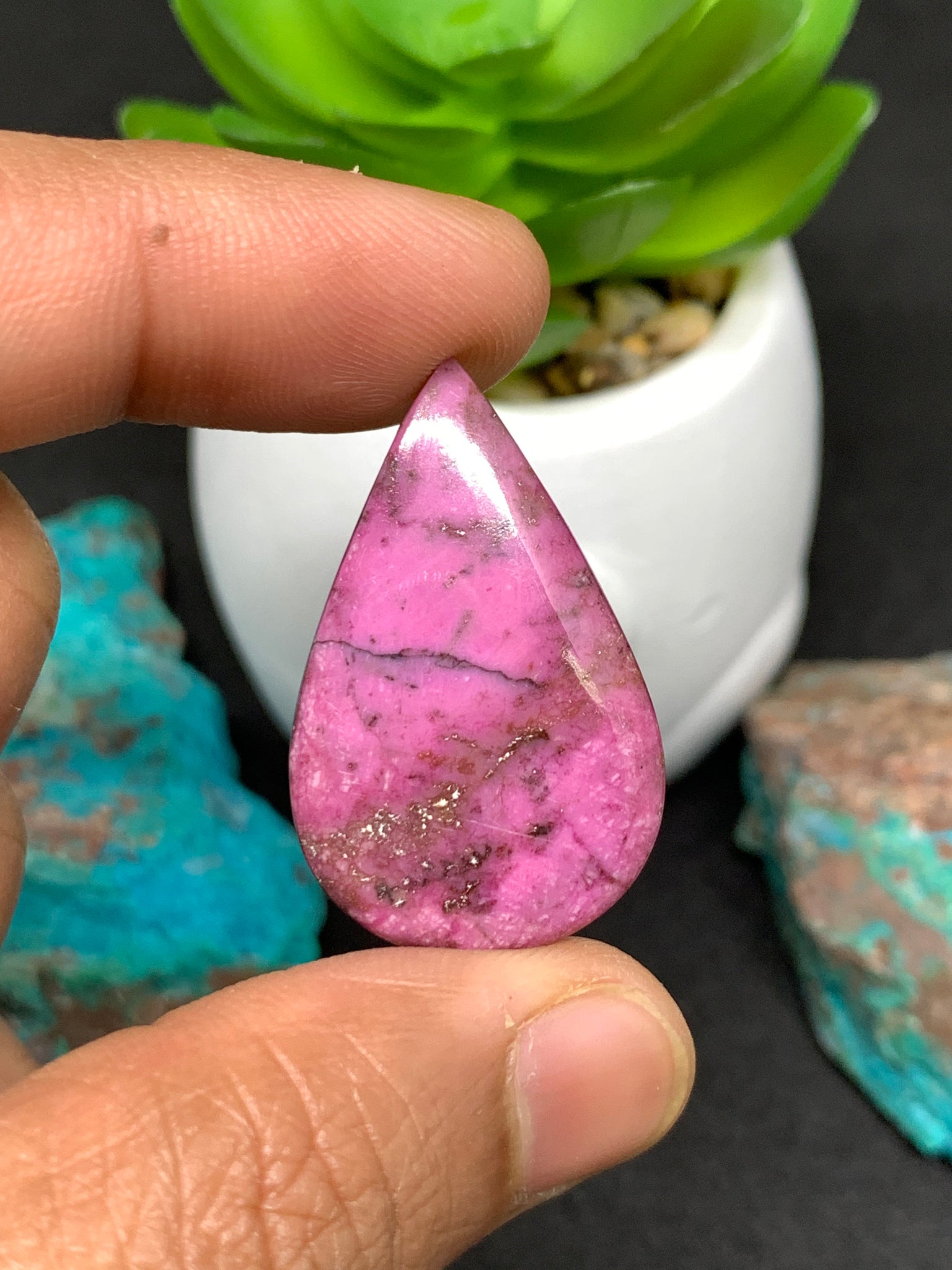 Cobalto Calcite or Pink Drusy Cabochon #5