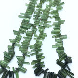 Green Tourmaline Long Stick, Tourmaline Long Slice, size 10-14MM Long. length 16" . Green Tourmaline fancy shape