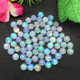 7MM Ethiopian Opal Round Pack 2Pcs- AAAA Quality (4A Grade) Opal Cabochon - Ethiopian Opal Round Cabochon, Blue and green flash
