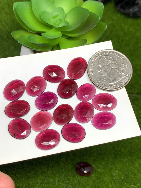 Garnet Rose Cut 10X12 mm Size - Pack of 5 Pcs  Garnet Faceted Polki -  AAA Quality- Best for Jewelry making- One Side Cuttingx9