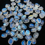 Moonstone faceted Polki Cabs size 10-11X12-13MM Code #3-(Pack of 4 Pieces)- Blue Flash Natural Moonstone Cabochon -Origin India