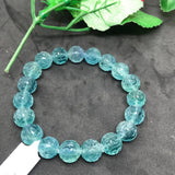 Fluorite carving 10MM  Round Bracelet ,AAA Quality, Transparent Beads, Length 7.5” stretch elastic