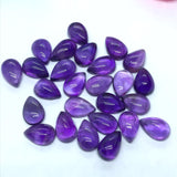 Amethyst Pear 8X12MM Cabs , Pack of 6 Pcs- African Amethyst Cabs , Loose stone , Gemstone cabochon. Purple Amethyst