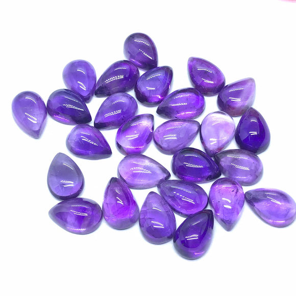 Amethyst Pear 8X12MM Cabs , Pack of 6 Pcs- African Amethyst Cabs , Loose stone , Gemstone cabochon. Purple Amethyst