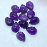 Amethyst Pear 11X14MM Cabs , Pack of 4 Pcs- African Amethyst Cabs , Loose stone , Gemstone cabochon. Purple Amethyst