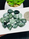 Seraphinite Cabochon 10X14 mm Pack of 3 Pieces -  Natural gemstone cabochon- Natural Seraphinite Cabs