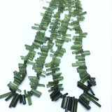 Green Tourmaline Long Stick, Tourmaline Long Slice, size 10-14MM Long. length 16" . Green Tourmaline fancy shape