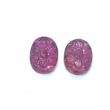 Ruby Carving Pair 9X12MM  -Pack of 2 Pieces - AAA Quality-  - Glass Filled Ruby Carving Oval Shape Cabs- weight 8-CT. code#7