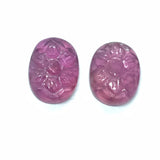 Ruby Carving Pair 9X12MM  -Pack of 2 Pieces - AAA Quality-  - Glass Filled Ruby Carving Oval Shape Cabs- weight 8-CT. code#7