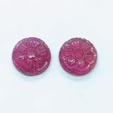 Ruby Carving Round Pair 13MM  -Pack of 2 Pieces - AAA Quality-  - Glass Filled Ruby Carving Round Shape Cabs- weight 17-CT. code#2