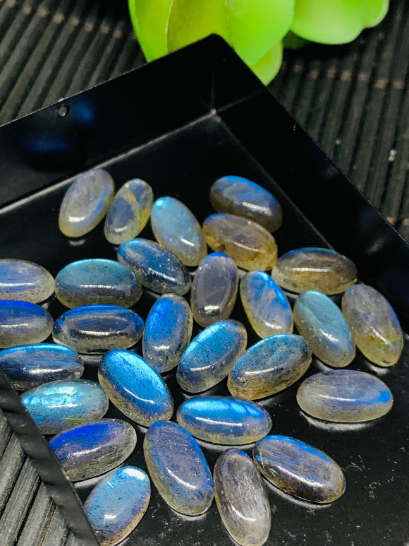 Labradorite Oval Cabochon 6x12 mm - Pack of 5 Pieces - AAAA Quality Blue Color - Natural Labradorite Cabs - Labradorite Stone